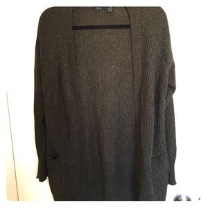 Long sleeved open front green RDI cardigan